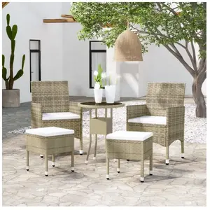 Comparateur de prix : vidaXL Salon de jardin 5 pcs Résine tressée Beige