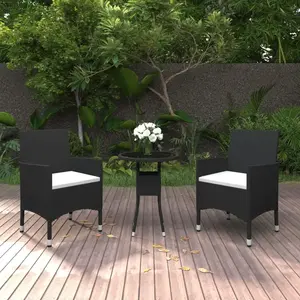 vidaXL Mobilier à dîner de jardin 3 pcs Résine tressée Noir pas cher