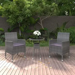 vidaXL Vidaxl Ensemble À Manger De Jardin 3 Pcs Résine Tressée Gris pas cher