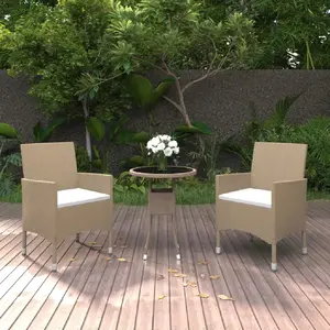 vidaXL Mobilier à dîner de jardin 3 pcs Résine tressée Beige pas cher