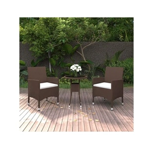 vidaXL Ensemble de salle à manger de jardin 3pcs Résine tressée Marron pas cher