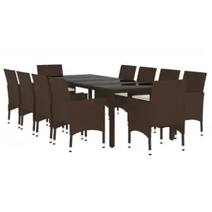 vidaXL Vidaxl Ensemble À Dîner De Jardin 11 Pcs Résine Tressée Marron pas cher