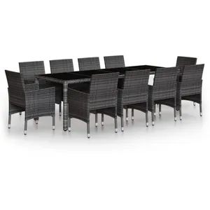 vidaXL Mobilier à dîner de jardin 11 pcs Résine tressée Gris pas cher