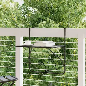 vidaXL Table de balcon Noir 60x40 cm Acier pas cher