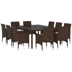 vidaXL Vidaxl Ensemble À Dîner De Jardin 11 Pcs Résine Tressée Marron pas cher