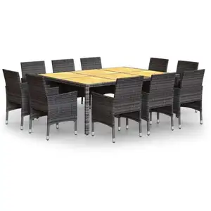 vidaXL Mobilier à dîner de jardin 11 pcs Résine tressée Gris pas cher