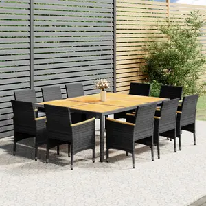 vidaXL Mobilier à dîner de jardin 11 pcs Résine tressée Gris pas cher