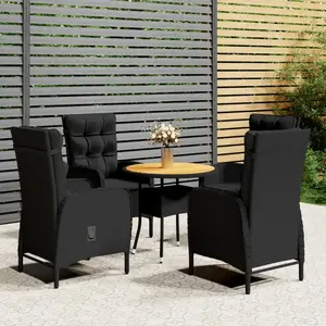 Comparateur de prix : vidaXL Mobilier de bistro de jardin 5 pcs Résine tressée Noir