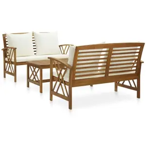 vidaXL Salon de jardin 3 pcs avec coussins Bois d'acacia solide pas cher