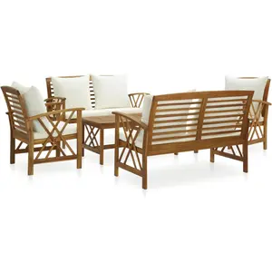 vidaXL Salon de jardin 5 pcs avec coussins Bois d'acacia solide