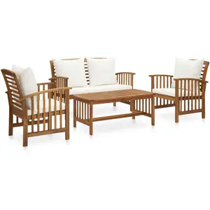 vidaXL Salon de jardin 4 pcs avec coussins Bois d'acacia solide pas cher