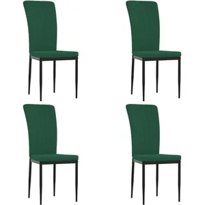 vidaXL Chaises à manger lot de 4 Vert foncé Velours pas cher