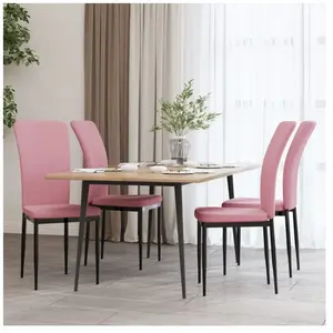 vidaXL Chaises à manger lot de 4 Rose Velours pas cher