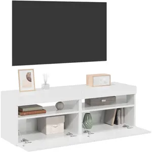 vidaXL Meubles TV avec lumières LED 2 pcs blanc brillant 60x35x40 cm pas cher