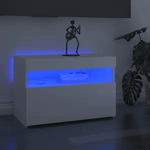 Comparateur de prix : vidaXL Meuble TV avec lumières LED blanc 60x35x40 cm