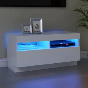 vidaXL Meuble TV avec lumières LED blanc 80x35x40 cm pas cher