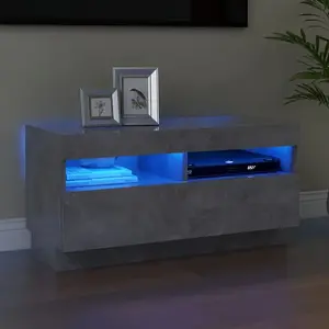 vidaXL Meuble TV avec lumières LED gris béton 80x35x40 cm pas cher