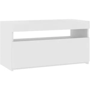 vidaXL Meuble TV avec lumières LED Blanc 75x35x40 cm pas cher