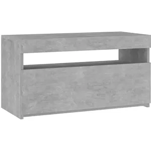 vidaXL Meuble TV avec lumières LED Gris béton 75x35x40 cm pas cher