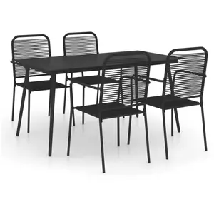 vidaXL Mobilier à dîner d'extérieur 5 pcs Corde en coton et acier Noir pas cher
