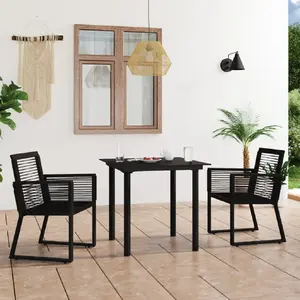 vidaXL Salon de jardin 3 pcs Rotin PVC Noir pas cher
