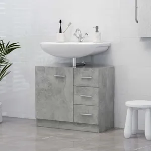 Comparateur de prix : vidaXL Armoire d'évier Gris béton 63x30x54 cm Aggloméré