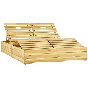 vidaXL Chaise longue double Bois de pin imprégné de vert pas cher