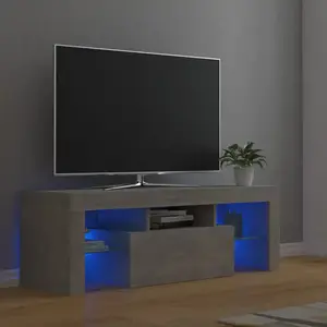 Comparateur de prix : vidaXL Meuble TV avec lumières LED gris béton 120x35x40 cm