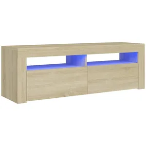 Comparateur de prix : vidaXL Meuble TV avec lumières LED chêne sonoma 120x35x40 cm
