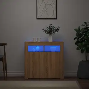 Comparateur de prix : vidaXL Buffet avec lumières LED chêne sonoma 80x35x75 cm