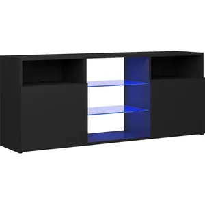 vidaXL Meuble TV avec lumières LED noir 120x30x50 cm pas cher