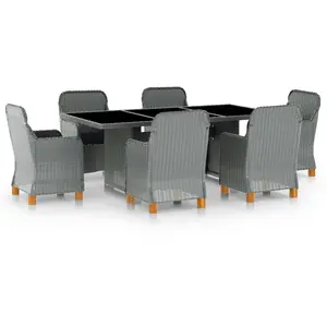 vidaXL Mobilier à dîner 7 pcs avec coussins Résine tressée Gris clair pas cher