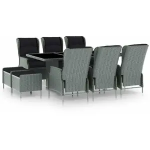 Comparateur de prix : vidaXL Mobilier à dîner 9 pcs avec coussins Résine tressée Gris clair
