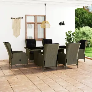 Comparateur de prix : vidaXL Mobilier à dîner jardin 7 pcs et coussins Résine tressée Marron