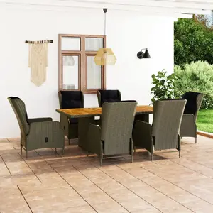 Comparateur de prix : vidaXL Mobilier à dîner jardin 7 pcs et coussins Résine tressée Marron
