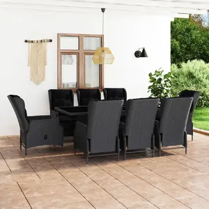 Comparateur de prix : vidaXL Mobilier à dîner 9 pcs avec coussins Résine tressée Gris foncé