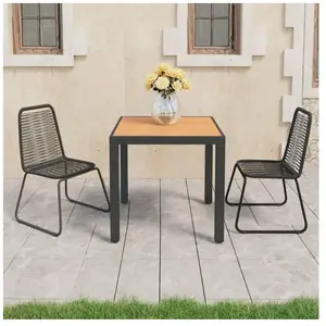 vidaXL Salon de jardin 3 pcs Rotin PVC Noir et marron pas cher