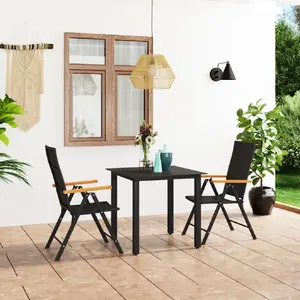 vidaXL Ensemble de salle à manger de jardin 3 pcs Noir et marron pas cher