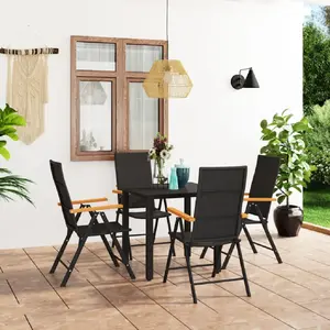 vidaXL Ensemble de salle à manger de jardin 5 pcs Noir et marron pas cher