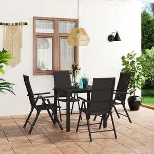 vidaXL Ensemble de salle à manger de jardin 5 pcs Noir pas cher