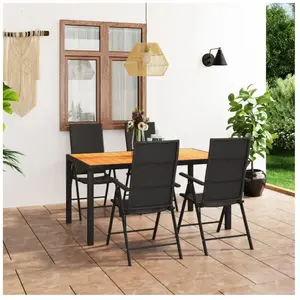vidaXL Ensemble de salle à manger de jardin 5 pcs Noir et marron pas cher