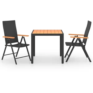 vidaXL Ensemble de salle à manger de jardin 3 pcs Noir et marron pas cher