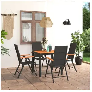 vidaXL Ensemble de salle à manger de jardin 5 pcs Noir et marron pas cher