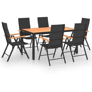 vidaXL Ensemble de salle à manger de jardin 7 pcs Noir et marron pas cher