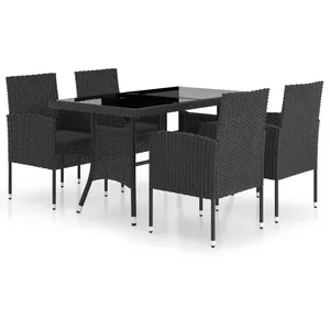 vidaXL Ensemble à dîner de jardin 5 pcs Résine tressée Noir pas cher