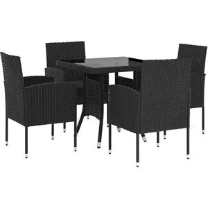 vidaXL Ensemble à dîner de jardin 5 pcs Résine tressée Noir pas cher