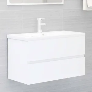 vidaXL Armoire d'évier Blanc 80x38,5x45 cm Aggloméré pas cher