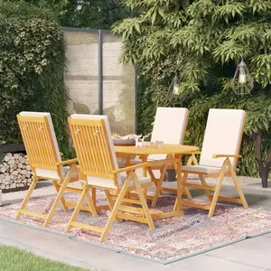 vidaXL Salon de jardin 5 pcs avec coussins Bois de teck massif pas cher