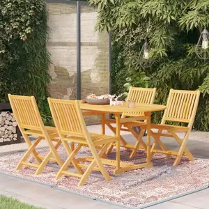 vidaXL Ensemble de salle à manger de jardin 5 pcs Bois de teck massif pas cher
