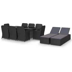 Comparateur de prix : vidaXL Ensemble à dîner de jardin 11 pcs Résine tressée Noir